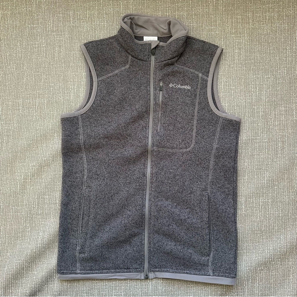 Columbia Men’s Full Zip Gray Vest Pockets Collared Sz S‎